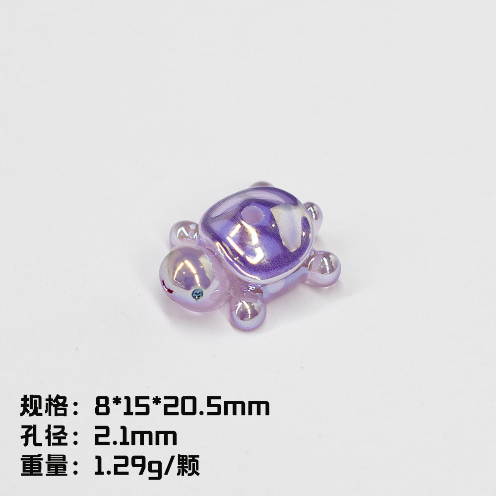 Glow In The Dark 3D Turtle Resin Beads 20mm Colorful Glossy 10pcs 8