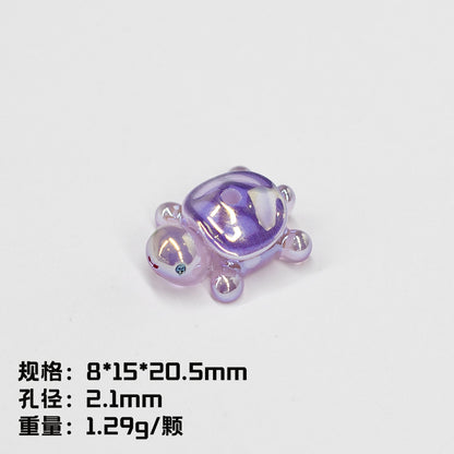 Glow In The Dark 3D Turtle Resin Beads 20mm Colorful Glossy 10pcs 8