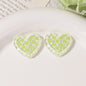Transparent Heart Acrylic Beads 26mm Two-Color Plaid Lace Edge 10pcs 11