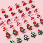 Lampwork Glass Beads Hand Painted Christmas Theme Enamel 2pcs