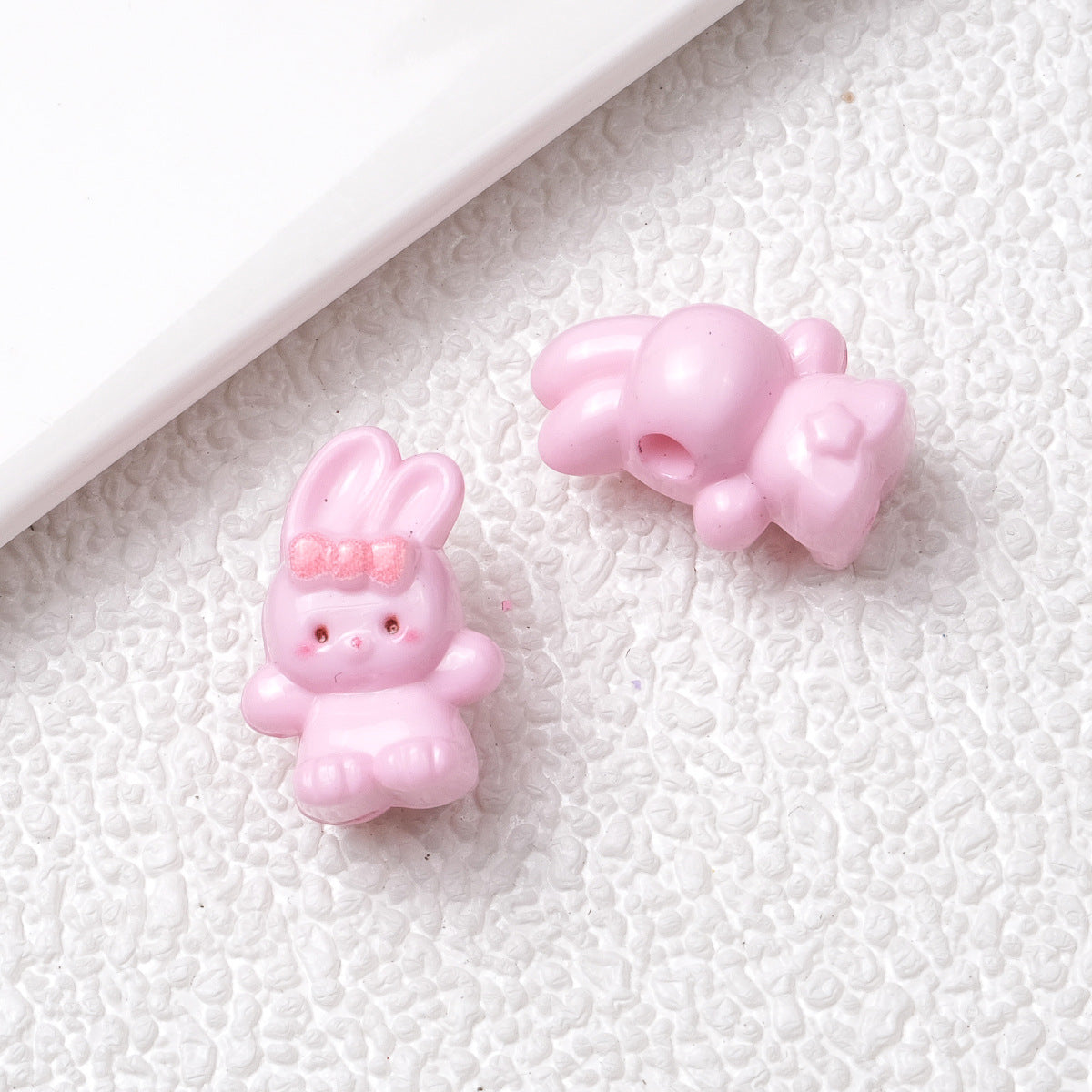 Printed Bunny Acrylic Beads 18mm Glossy Colors 50pcs 7