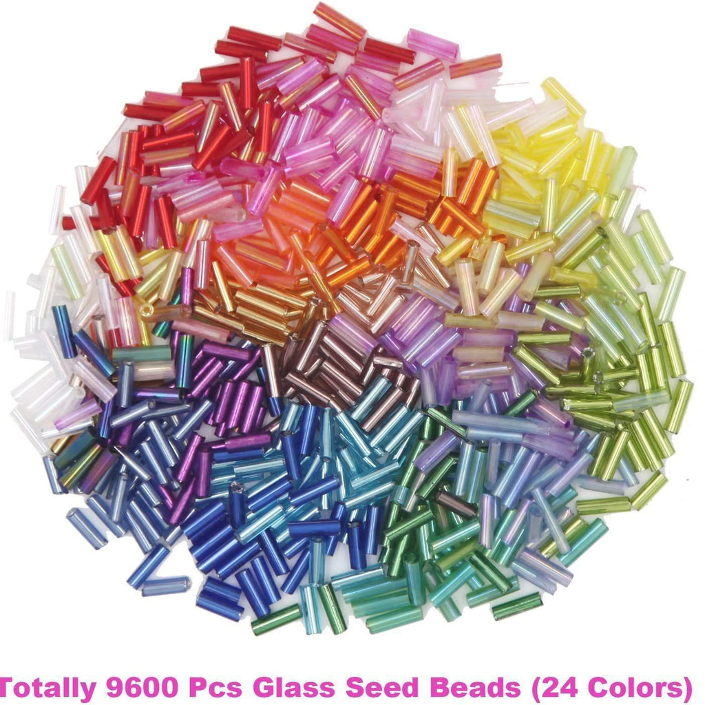 Transparent Bugle Glass Beads 6mm 24 Colors Mixed 9600pcs Box 3