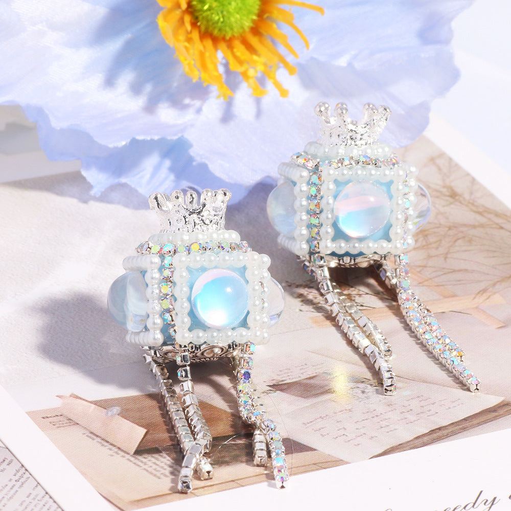 Polymer Clay Cube Rhinestone Beads 21mm Tassel Decorative 10pcs 10