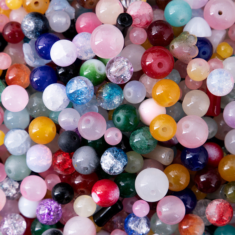 Crackle Round Glass Beads 10mm Dual Color Gradient Mix 50pcs 25