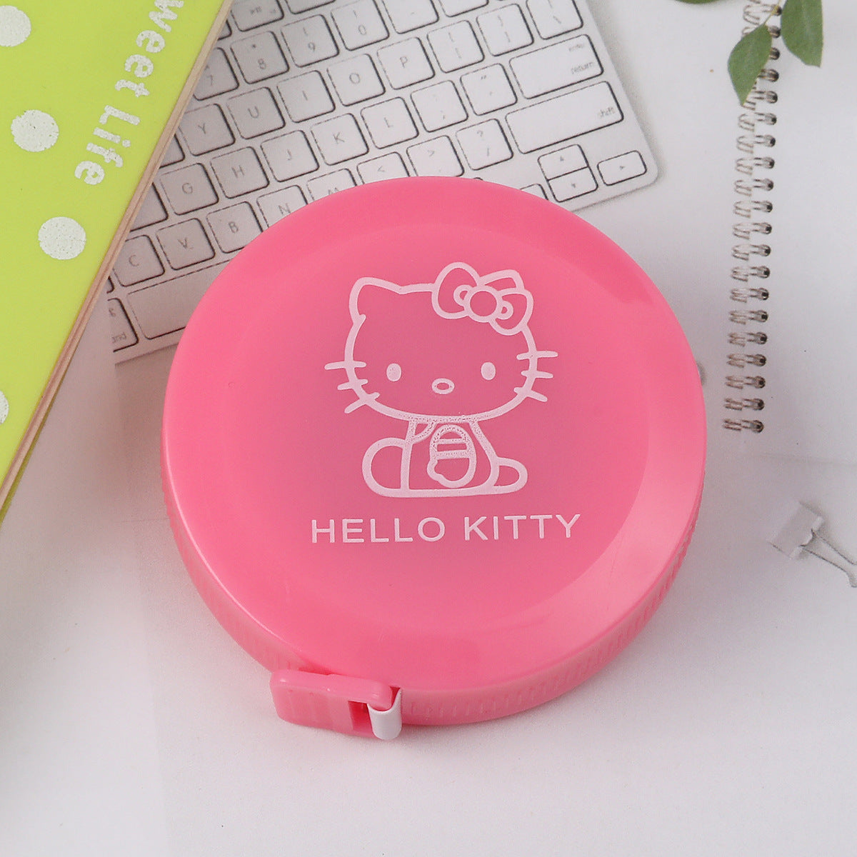 Retractable Plastic Measuring Tapes Pink Hello Kitty Pattern 2pcs 5cm 7
