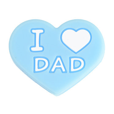 Love Heart Silicone Beads Printed Design 20pcs 7