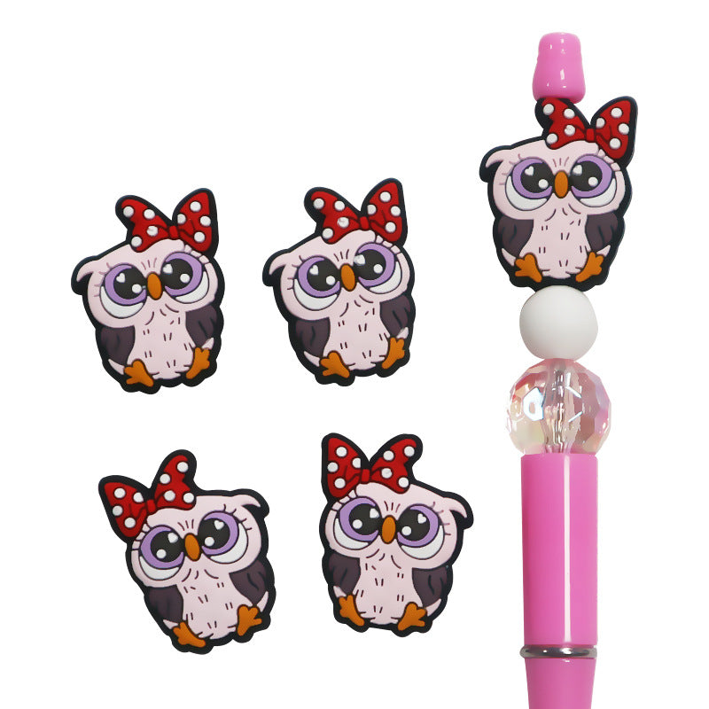 Silicone Focal Beads Animal Tiger Owl Faces 20pcs 5