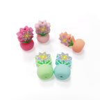 Silicone 3D Focal Beads Colorful Potted Plant Detailed Floral Design 20pcs 3