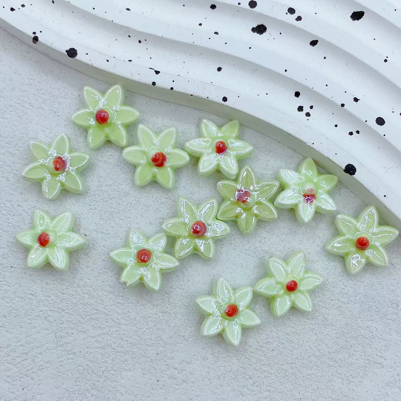 Camellia Ceramic Beads 17mm Glazed Multicolor Flower 10pcs 18