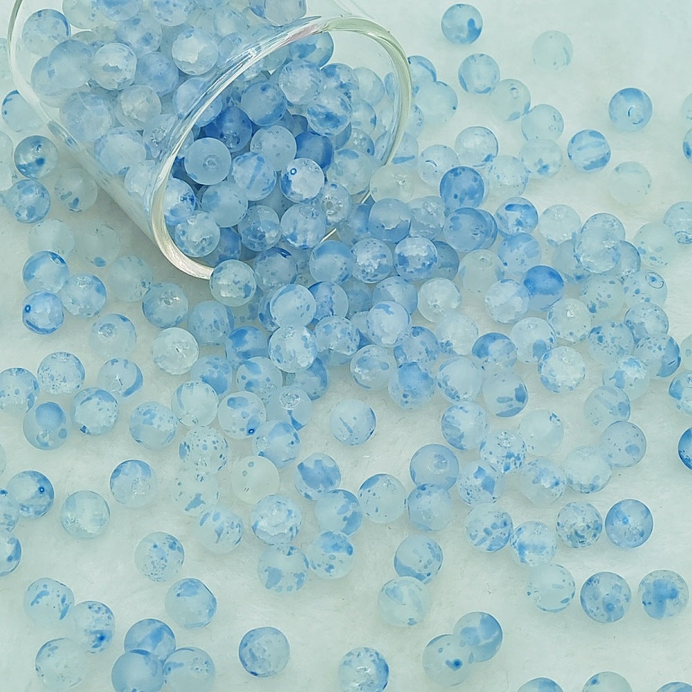 Frosted Round Glass Beads 6mm Colorful Speckled Matte Finish 50pcs 18