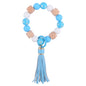 Daisy Tassel Silicone Beaded Wristlet Keychain Colorful Charm 9