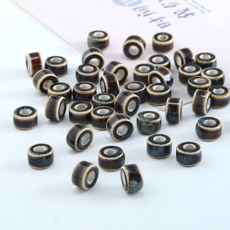 Ceramic Flat Spacer Beads 10mm Ethnic Style 50pcs 3