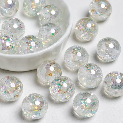 Shimmer Glitter Filled Resin Beads 16mm Round Mixed Colors 10pcs 7