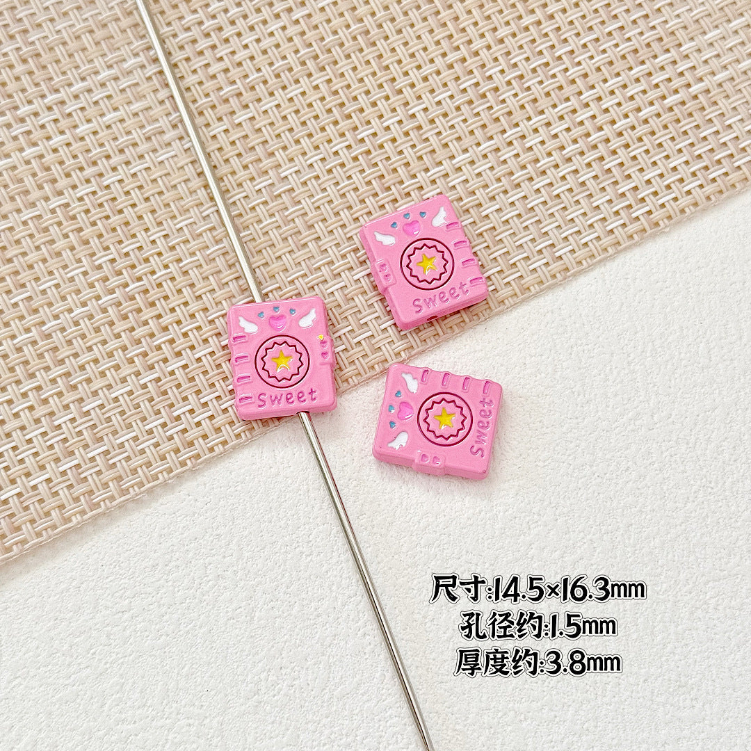 Baking Painted Magic Book Cloud Metal Beads 16mm Cute Pastel 10pcs 10