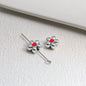 Silver Cherry Blossom Acrylic Beads 12mm Enamel 50pcs 15