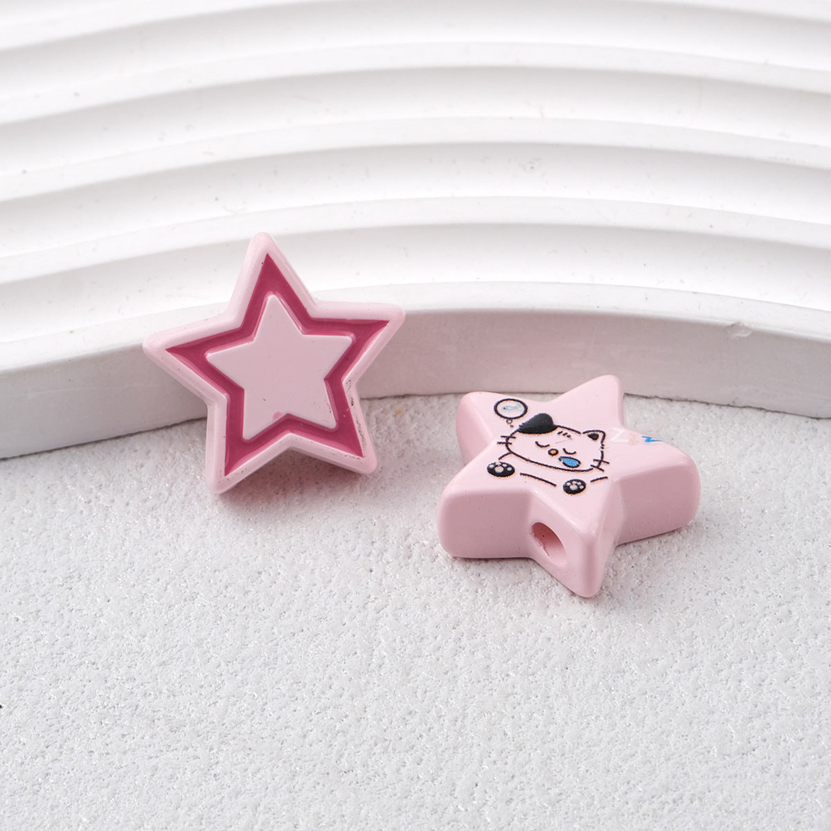 Star Acrylic Beads 22mm Cat Pattern Glossy Colorful 20pcs 13