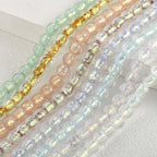 Lampwork Glass Beads Iridescent Silver Foil Filled 10mm 10pcs