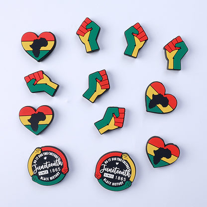 Silicone Focal Beads Black History Month Freedom Raised Fist 20pcs 3