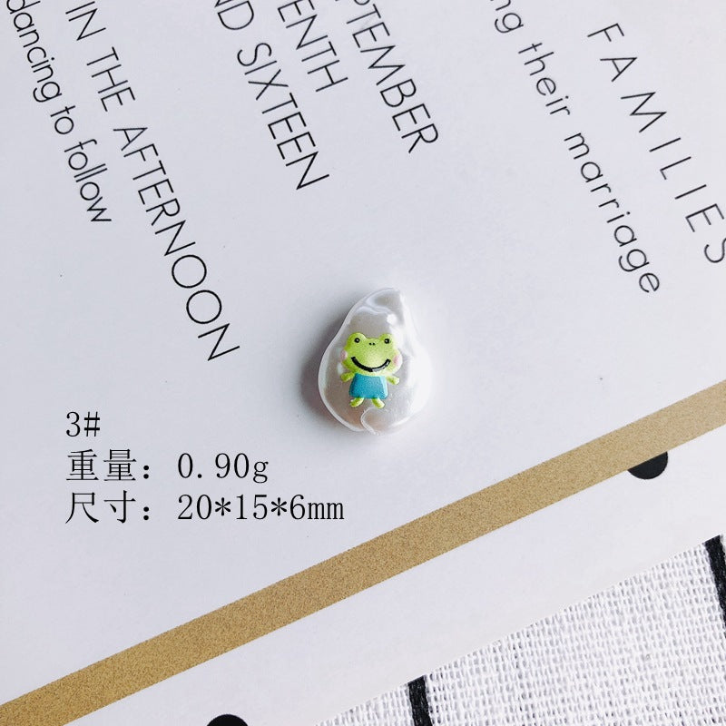 Hand Painted Irregular Shaped Acrylic Beads Imitation Pearl 10pcs 8