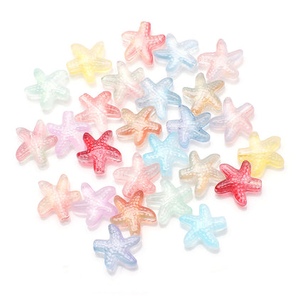 Electroplated Starfish Glass Beads 13-14mm Transparent 30pcs 33