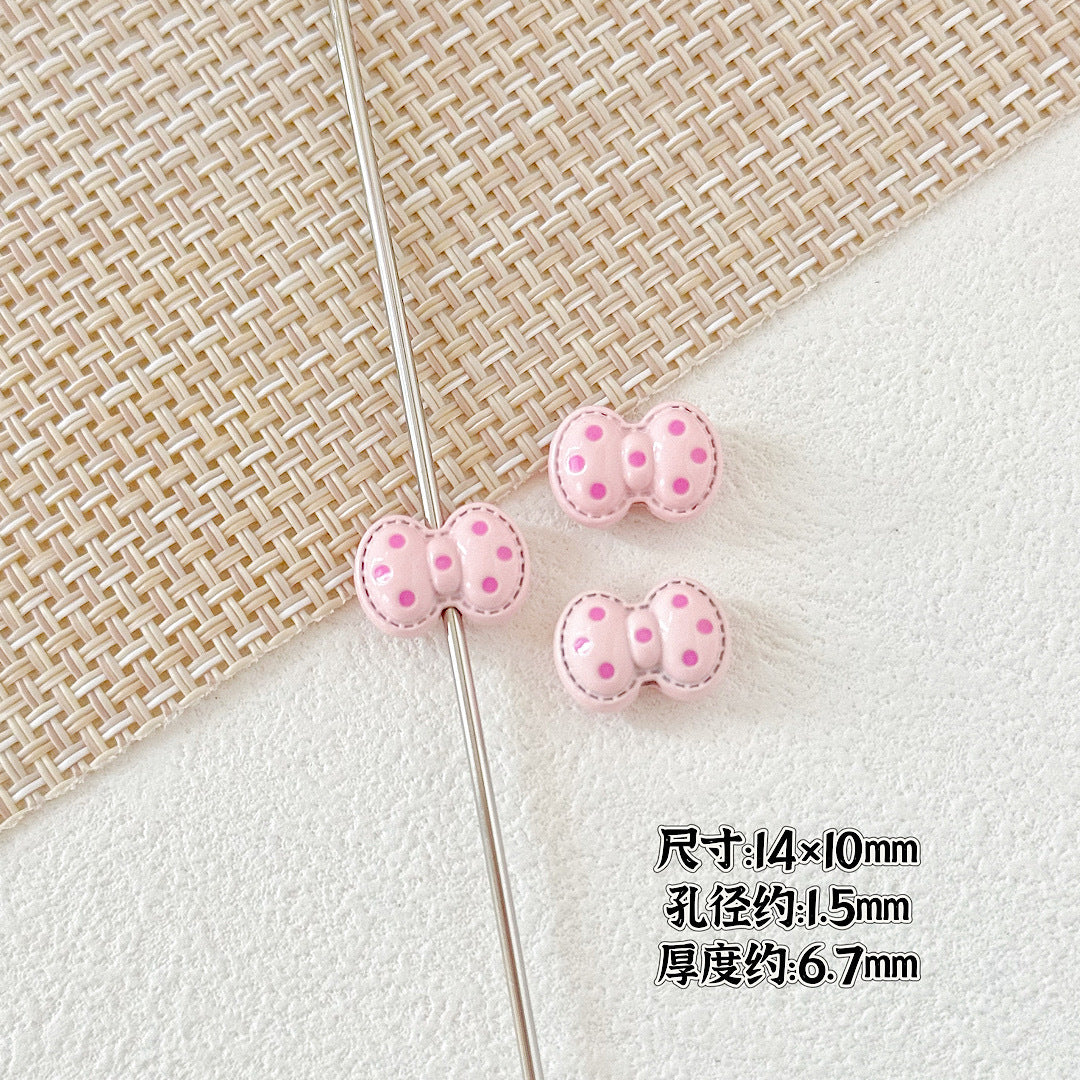 Heart and Rabbit Metal Beads Polka Dot Painted Alloy 10pcs 14