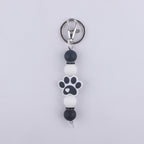 Cartoon Dog Claw Silicone Beaded Keychain with Paw Print Charm 6