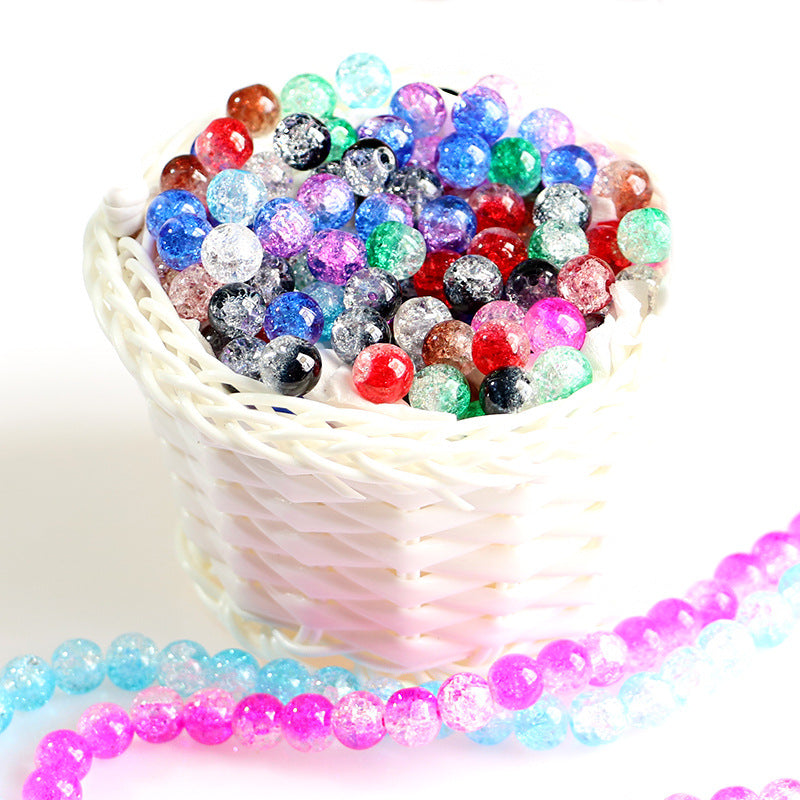 Crackle Round Glass Beads 10mm Vibrant Fractured Texture 2Strands 3