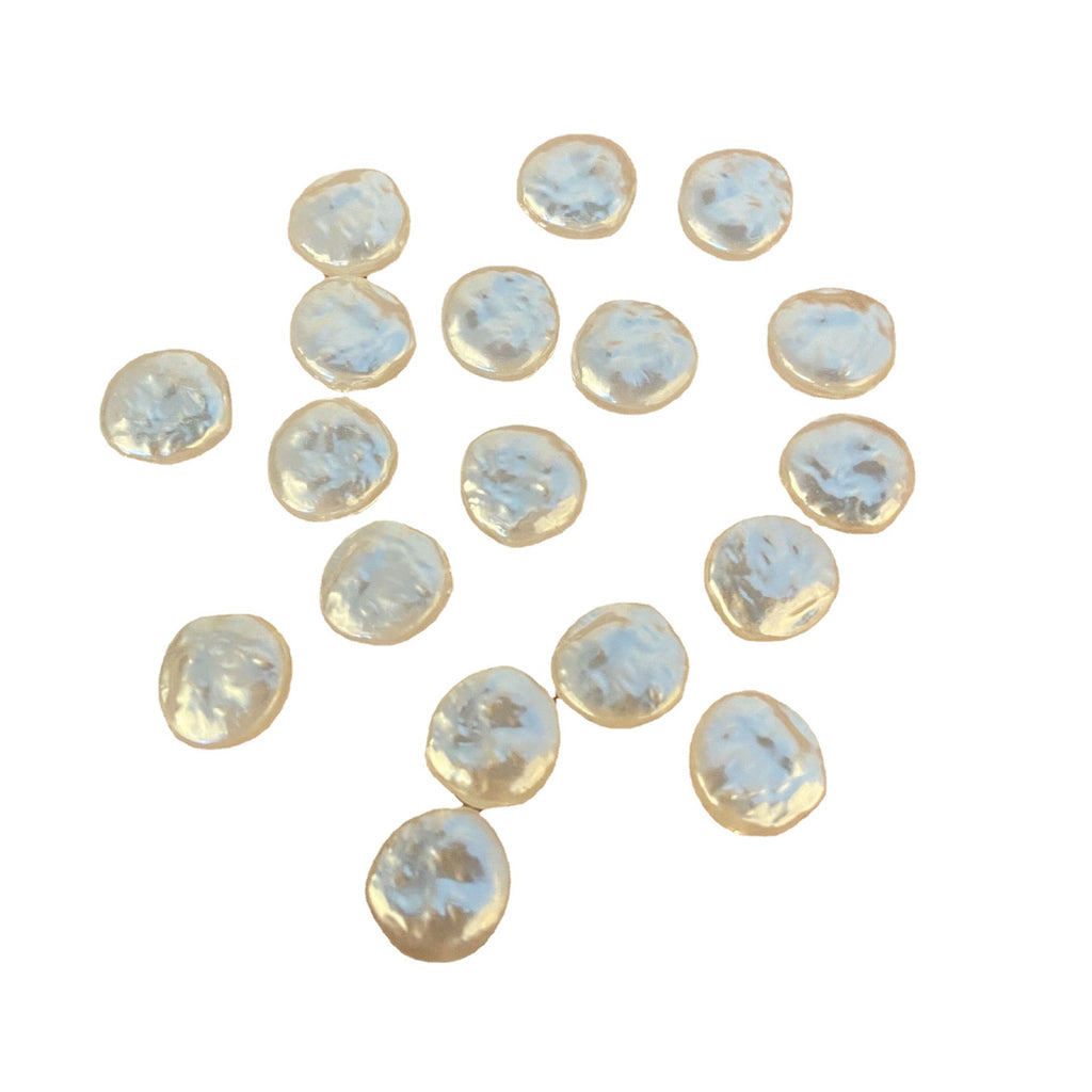 Imitation Pearl Irregular Flat Acrylic Beads 14mm 1pc Beige Rice White 5