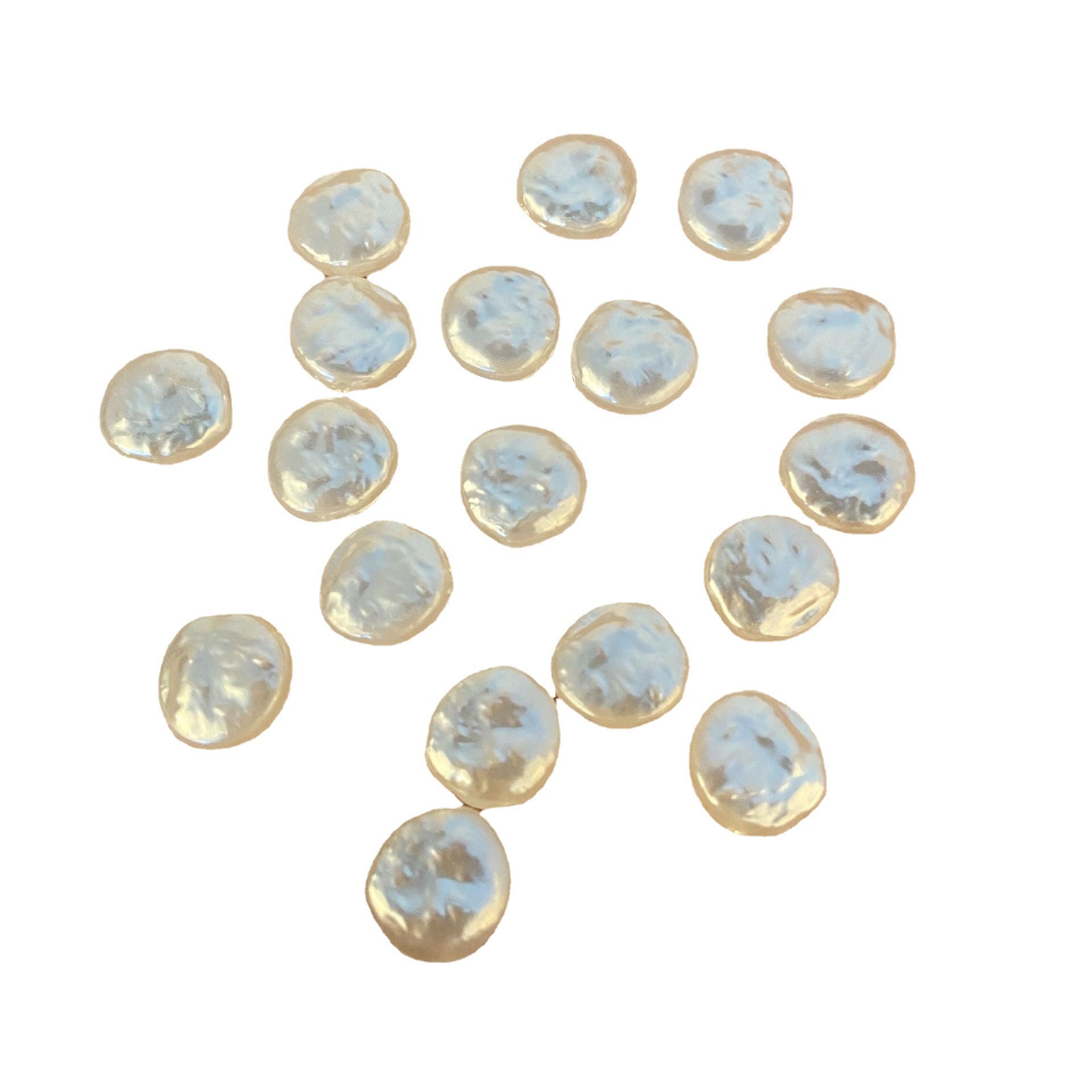 Imitation Pearl Irregular Flat Acrylic Beads 14mm 1pc Beige Rice White 5