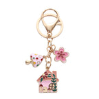 Alloy Cute House Flower Keychain Colorful Mushroom Charm 5