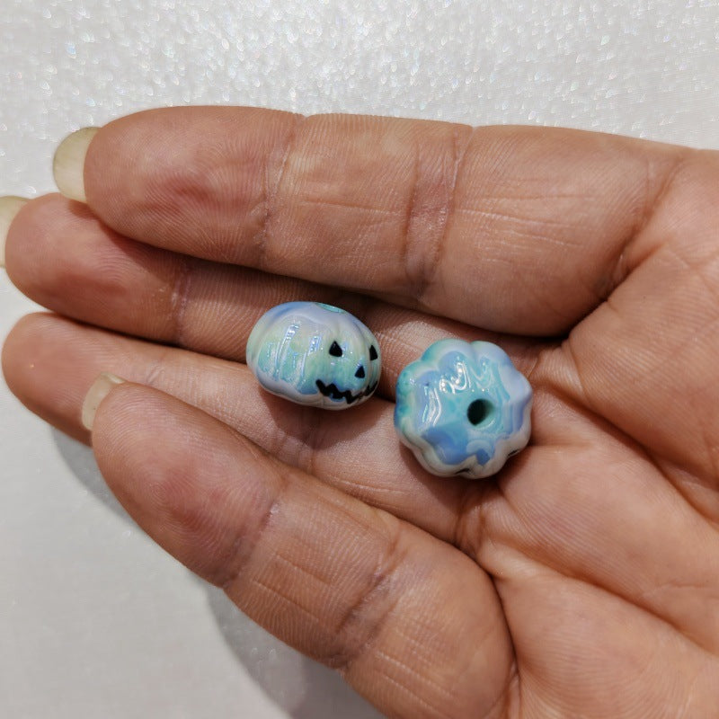Plating Pumpkin Acrylic Beads 13x16mm Glossy Halloween Face 100pcs 4