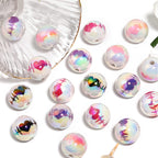 Plated Round Acrylic Beads 16mm UV Plating Valentine Heart Design 50pcs 6