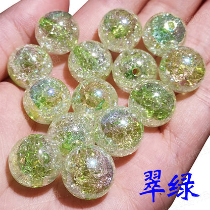 Colored Crackle Round Acrylic Beads 16mm Glossy Translucent 100pcs 6