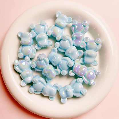 Glow In The Dark Plating Bear Acrylic Beads 24-34mm Two-Color 5pcs 13