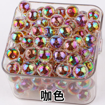 Iridescent Faceted Acrylic Beads 16mm Colorful Mixed 50pcs 10