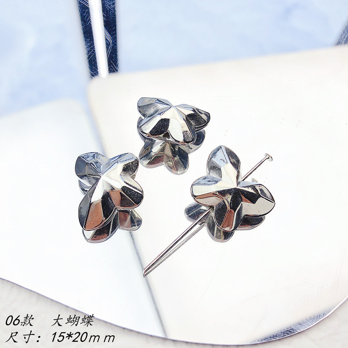 Flower Acrylic Beads Glossy Silver Tone Floral Detail CCB Plastic 100pcs 11