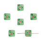 Frosted Square Glass Beads 12mm Hand-Painted Rose Design 4pcs 8