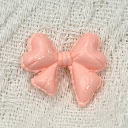 Hand Painted Balloon Bow Acrylic Beads 33mm Solid Color 10pcs 12