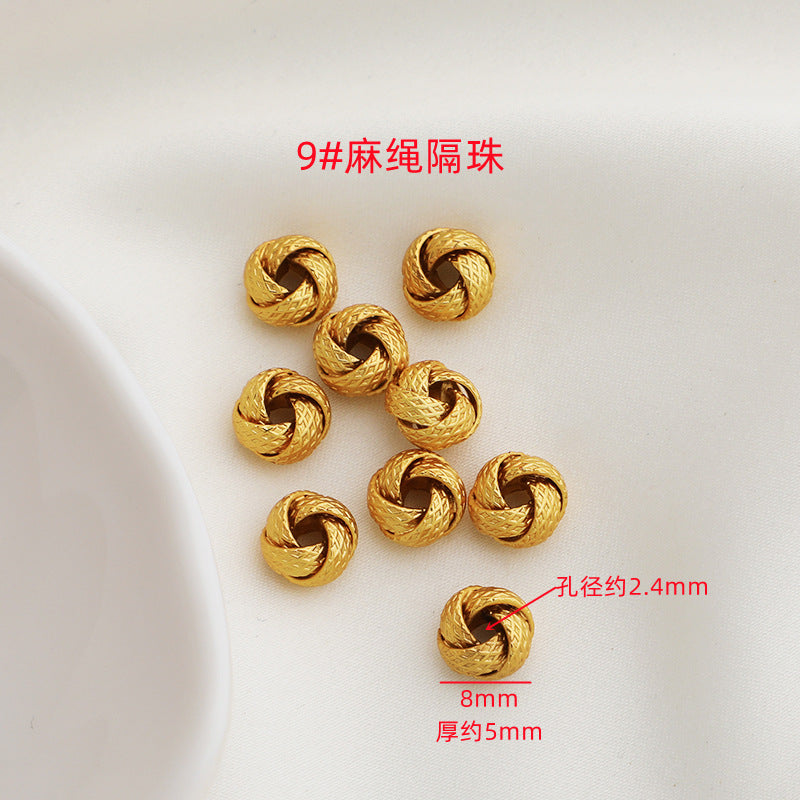 Brass Rope-Shaped Spacer Beads Coarse Texture 20pcs 13