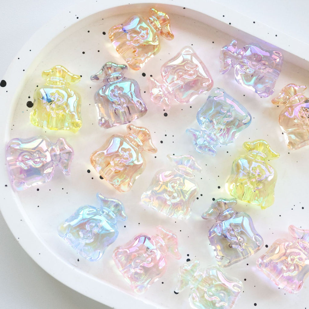 UV Plating Money Bag Acrylic Beads 22mm Translucent Pastel 20pcs 2
