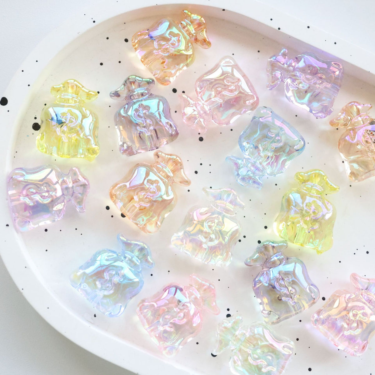 UV Plating Money Bag Acrylic Beads 22mm Translucent Pastel 20pcs 2