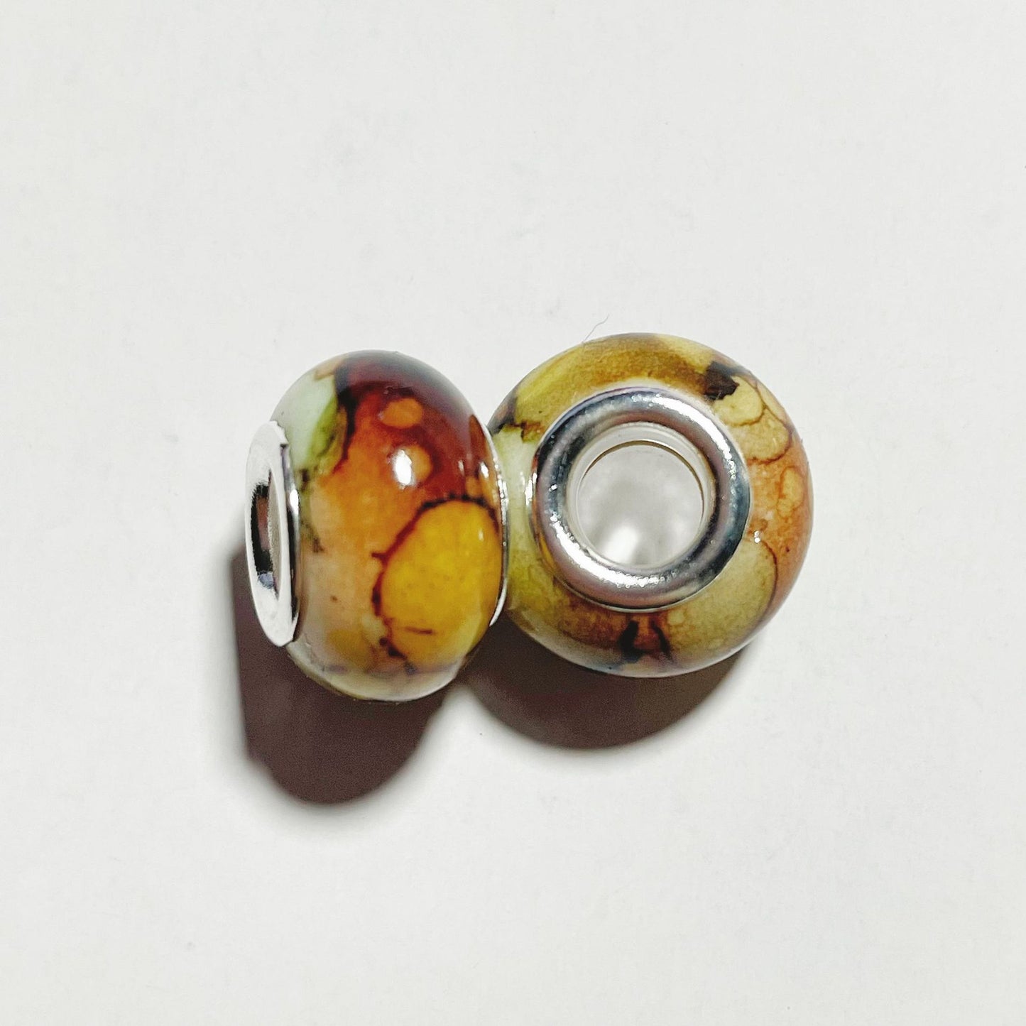 Resin Spacer Beads 14mm Ink Painting Large Hole 50pcs 17