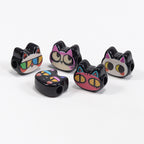 Painted Big Eyed Kitten Acrylic Beads 18mm Colorful Mixed 10pcs 3