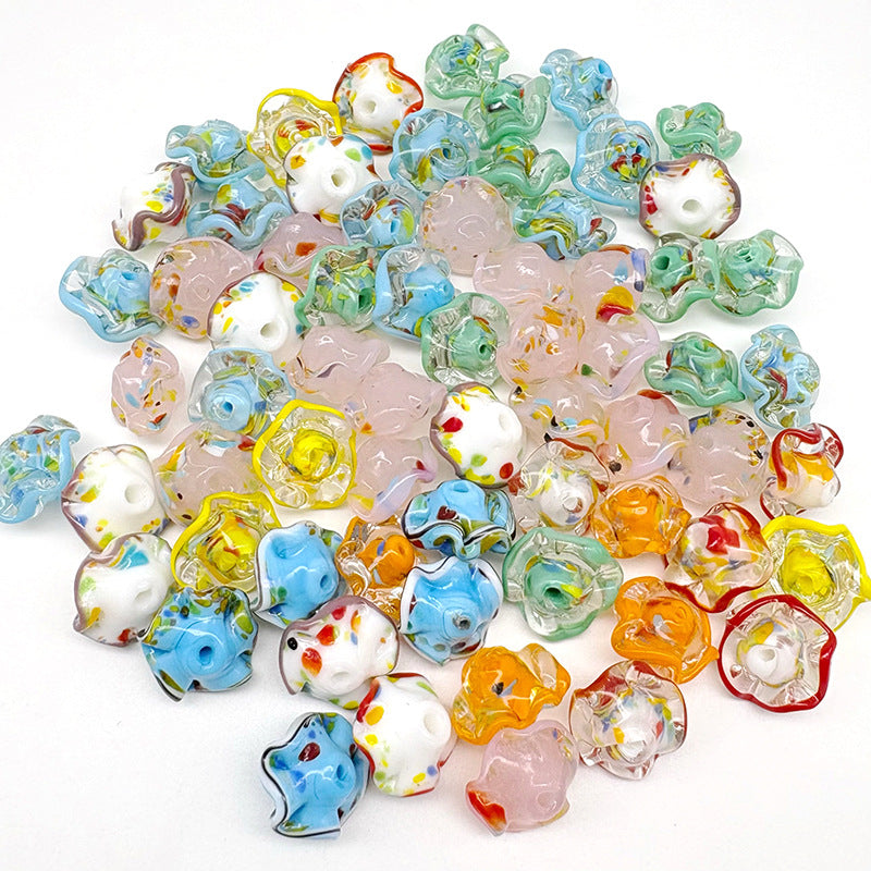 Lampwork Glass Beads Mushroom 15mm Hand Painted Colorful 10pcs 3