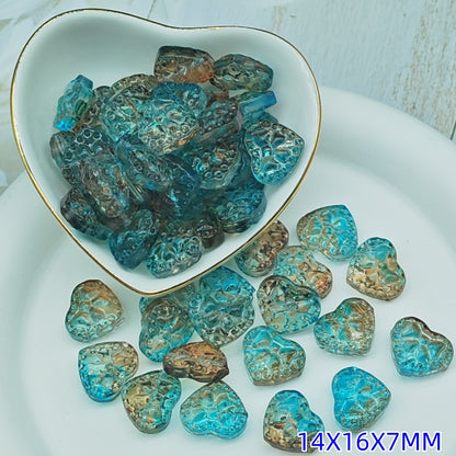 Transparent Bow Pattern Heart Glass Beads 14x16x7mm 25pcs 11