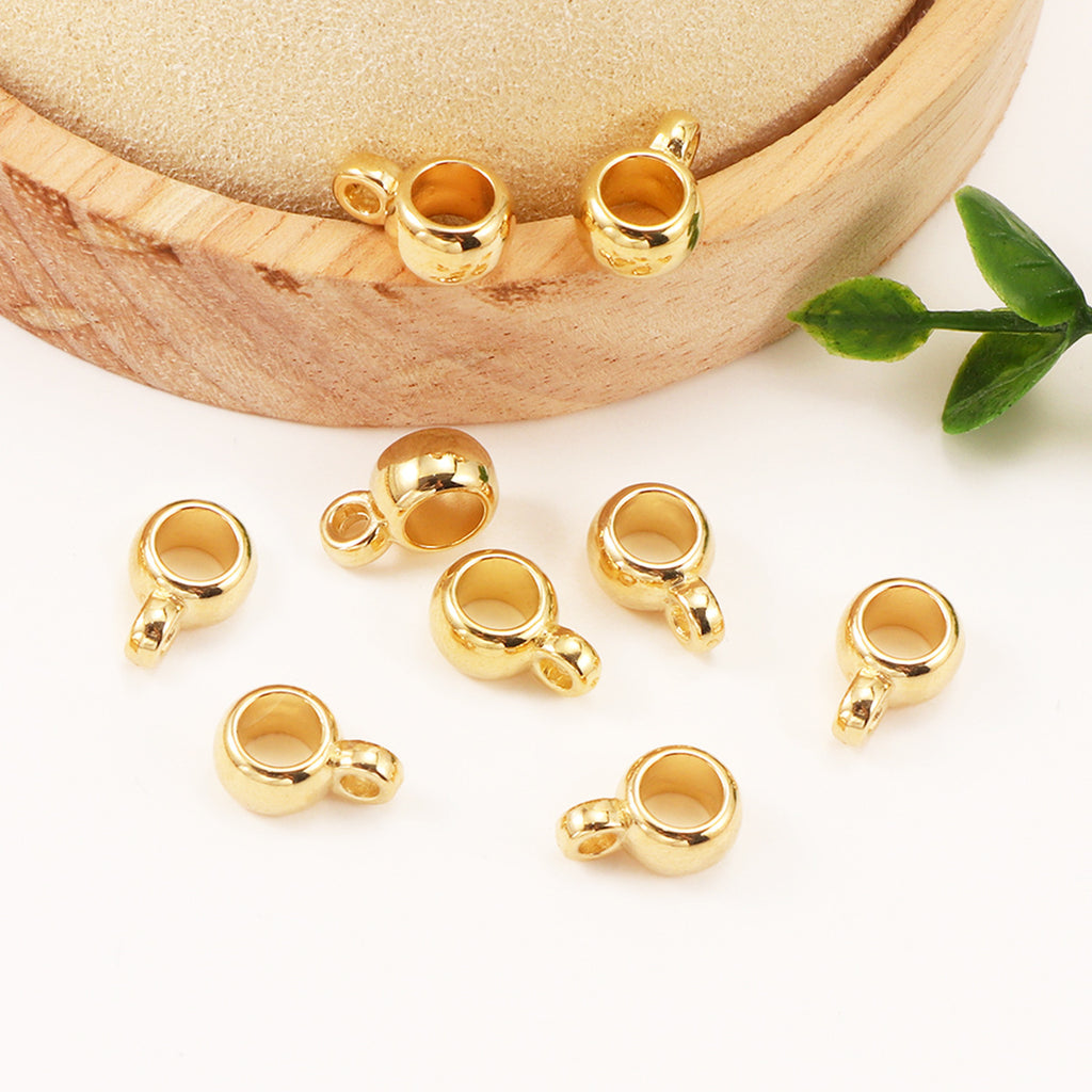 Large Hole Acrylic Beads 12mm Gold Glossy Bead Hanger 200pcs 4
