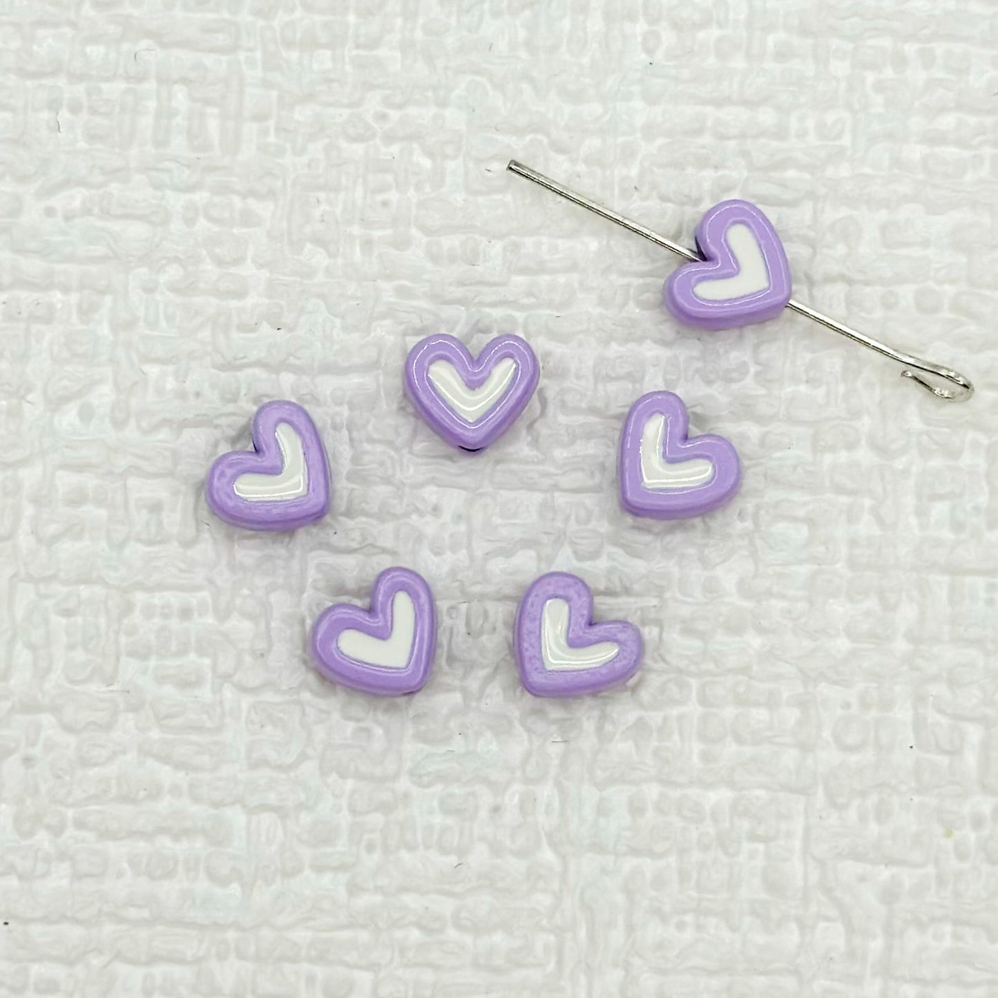 Heart Metal Beads 8mm Two-Tone Enamel Baked Finish 20pcs 13