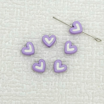Heart Metal Beads 8mm Two-Tone Enamel Baked Finish 20pcs 13