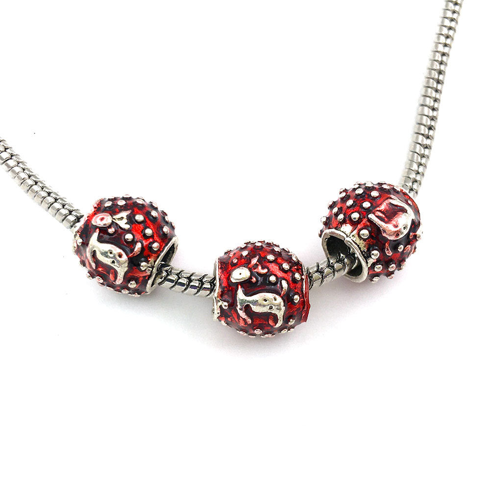 Christmas Series Colorful Enamel Metal Beads Large Hole 1pc 7