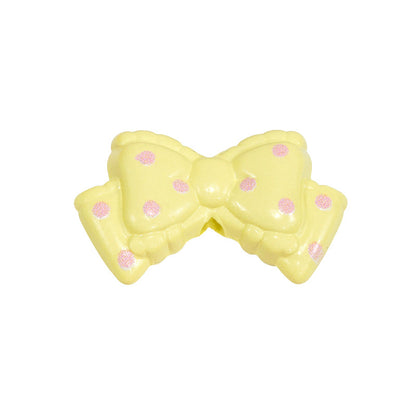 Polka Dotted Double Layer Bow Acrylic Beads 25mm Colorful Glossy 10pcs 13